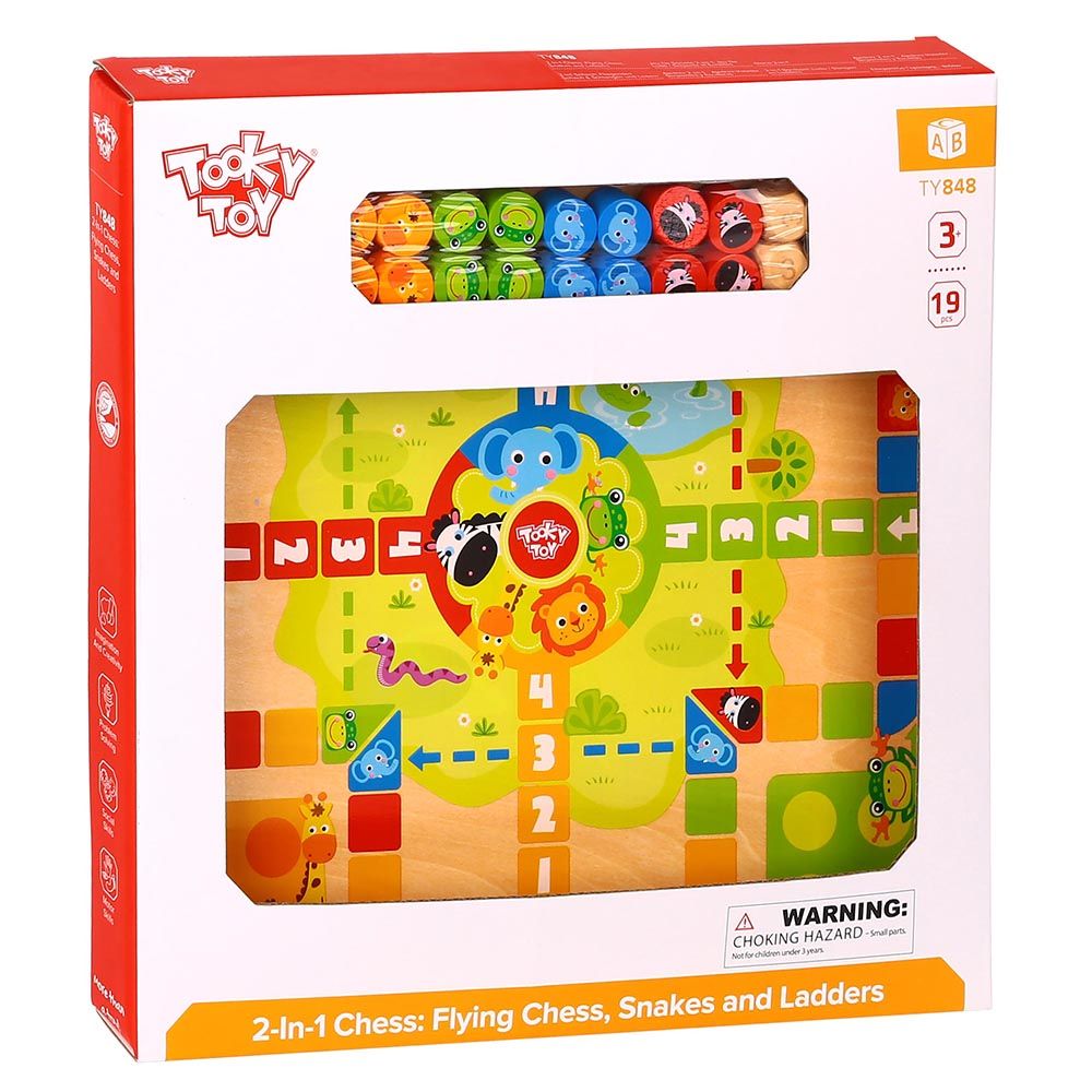 TookyToy, Дървени игри, Не се сърди човече и Змии и стълби, 2 в 1
