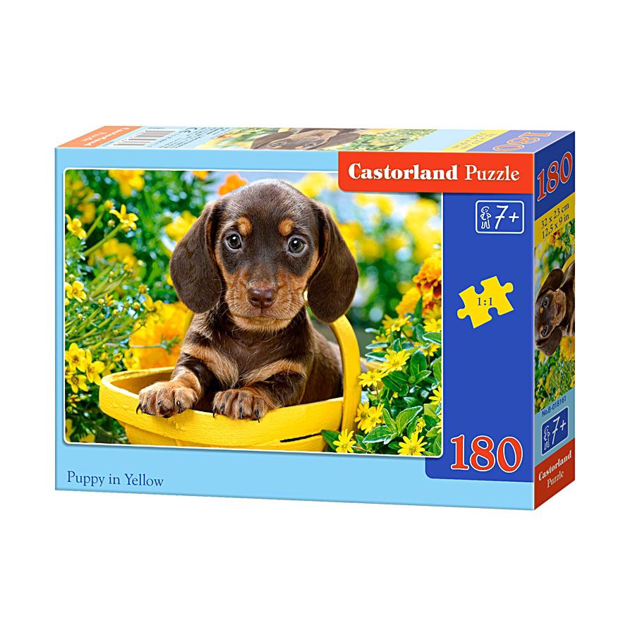 Castorland, Кученце с жълти цветя, пъзел 180 части