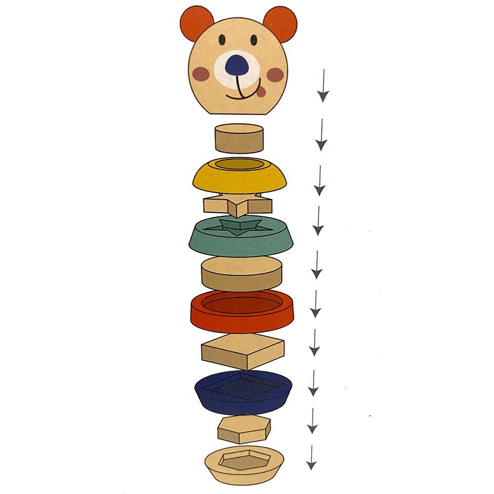 Дървена низанка - сортер с форми, Палавото мече