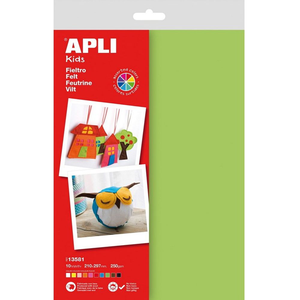 Apli kids, Филц за творчески занимания, А4, 10 цвята