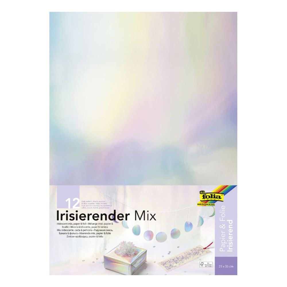 Ирисцентна хартия и фолио, микс, 12 листа, 25 x 35 см