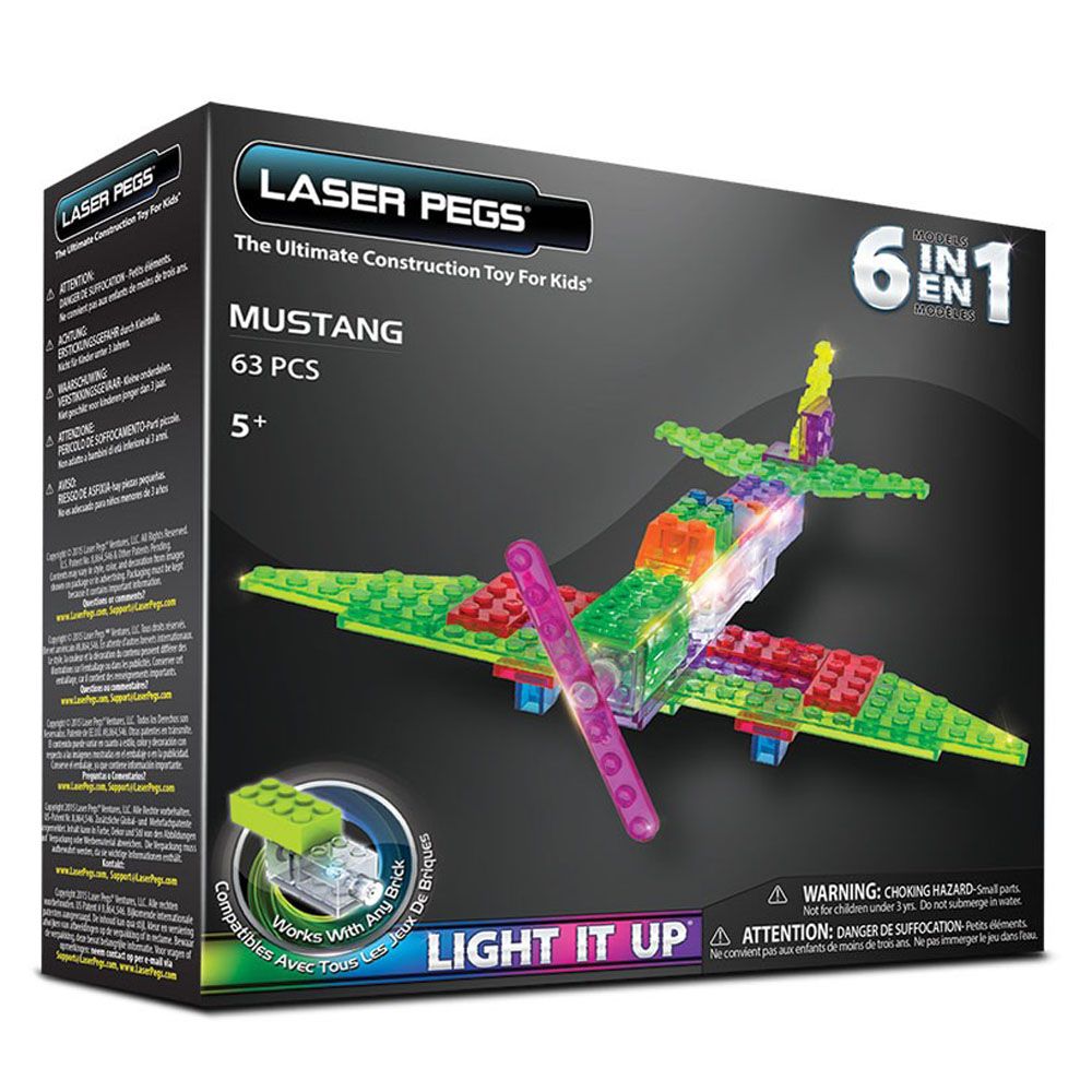 LASER PEGS, Светещ конструктор 6 в 1, Мустанг