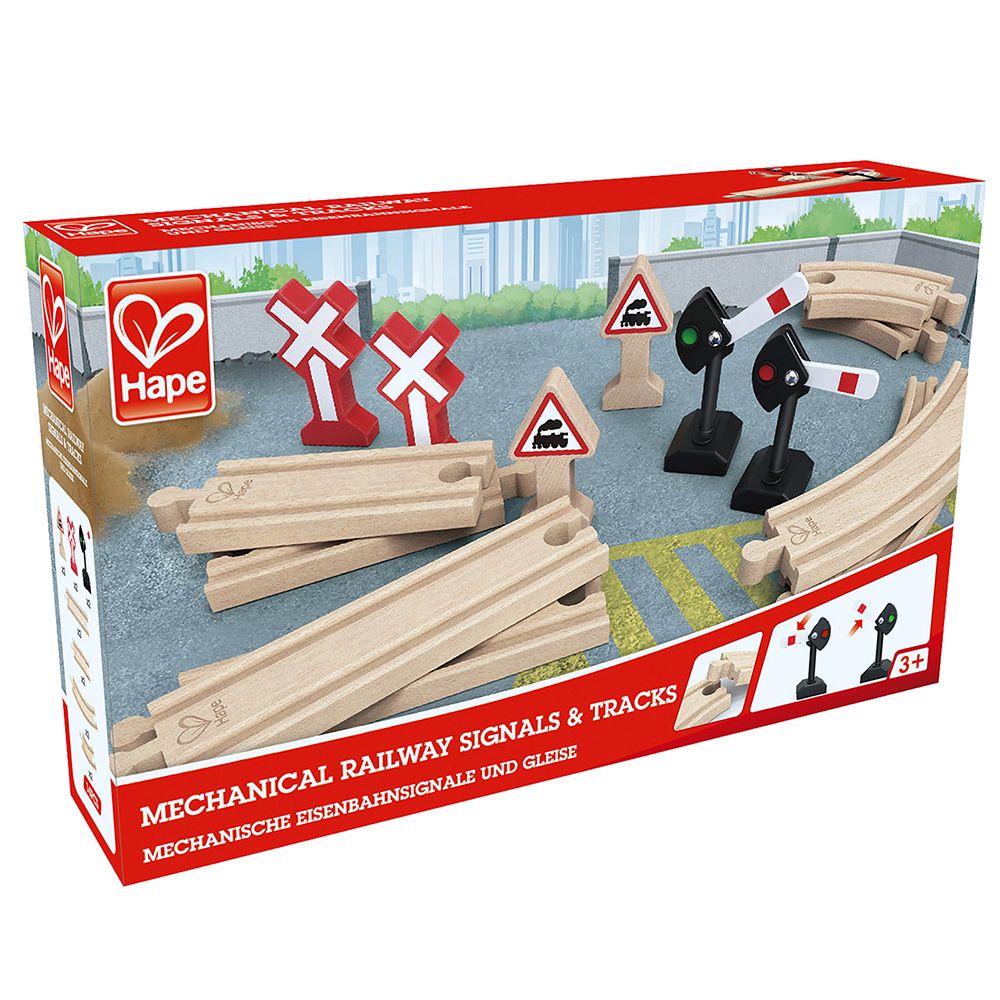 Hape, Комплект аксесоари за релсов път - пътни знаци и релси