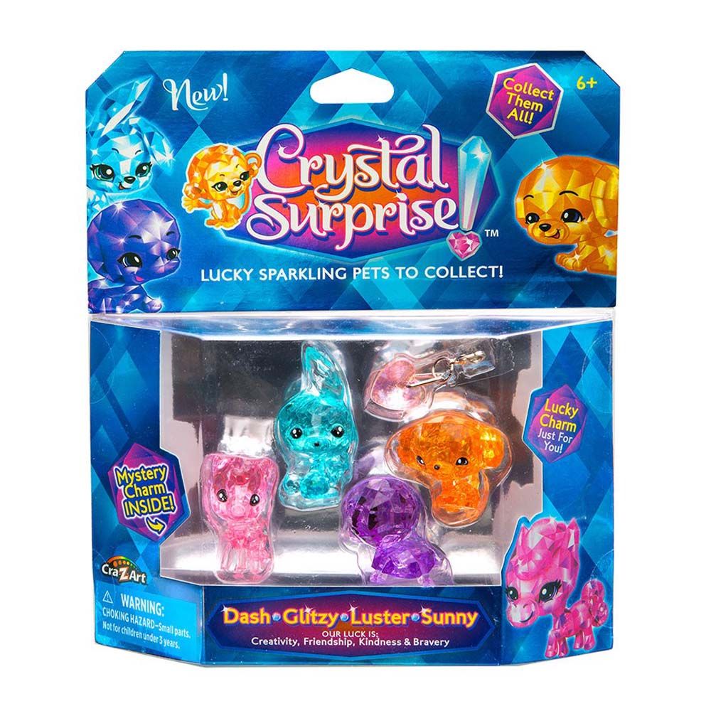 Малки гении, BrainBox, CRYSTAL SURPRISE 52, 4 бр. блестящи животинчета с 2 талисманчета