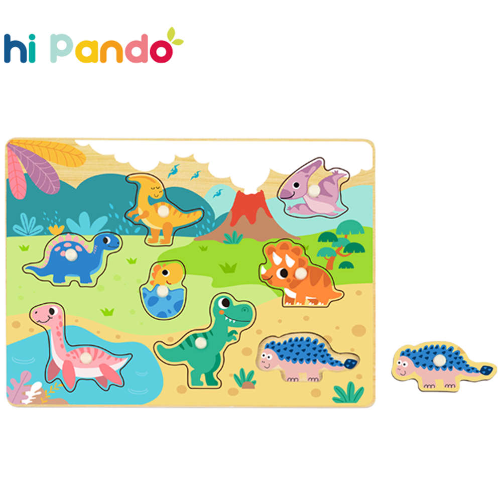 Дървен пъзел с дръжки, Динозаври