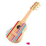 Дървена детска китара с цветни ленти