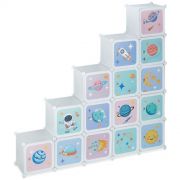 Детски стелаж-органайзер за дрешки и играчки с 15 отделения, Космос