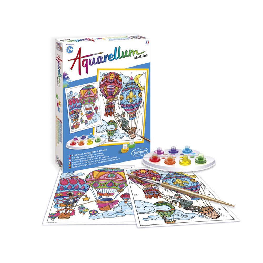 Aquarellum Black line, Комплект за оцветяване с акварелни бои, Черепи