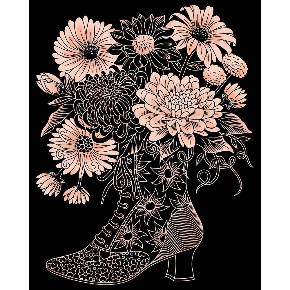 Sequin art, Комплект за гравиране, Ботуш с цъфнали цветя