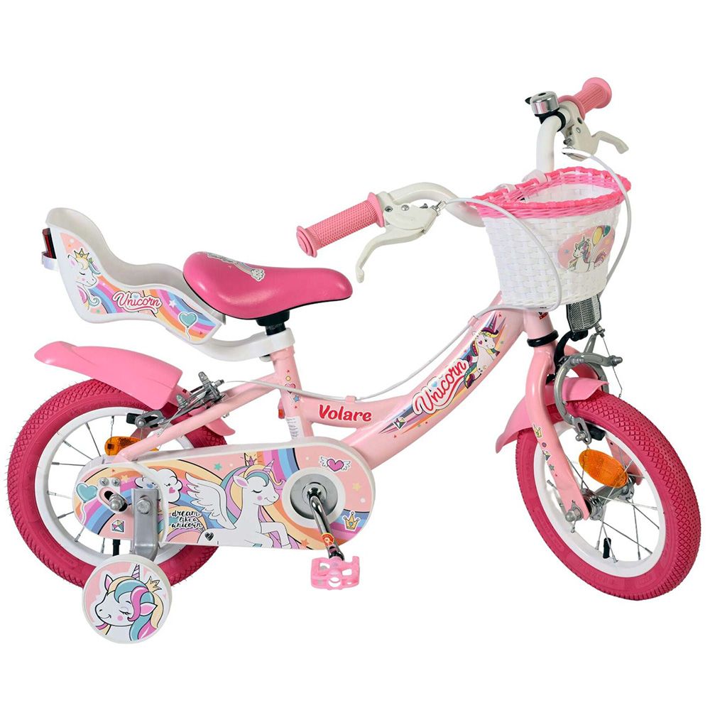 Детски велосипед с помощни колела, Volare Unicorn, 12 инча