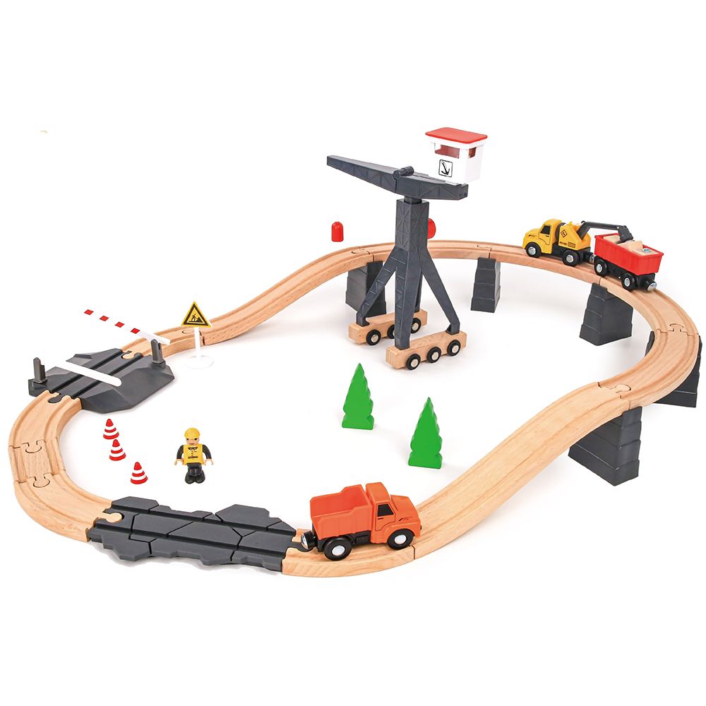 TookyToy, Дървена строителна площадка, с кран и релси
