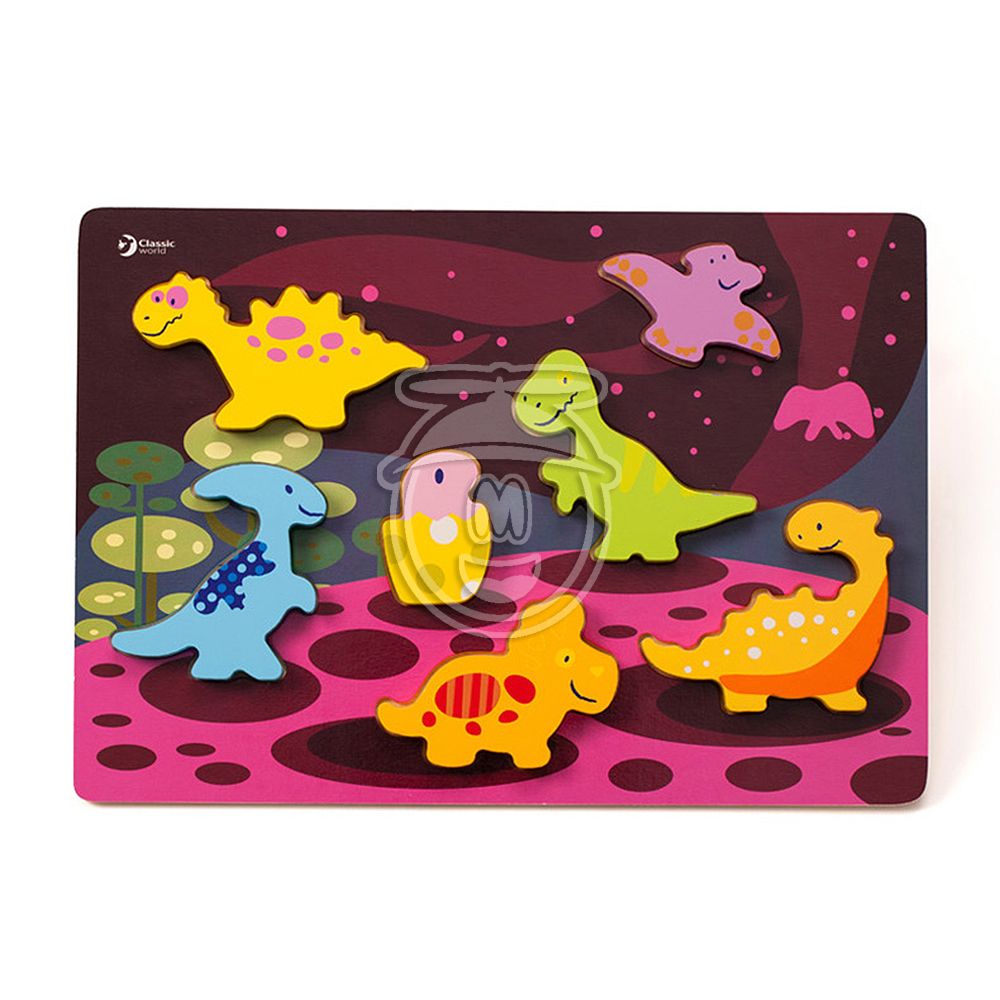 Classic world, Дървен пъзел с обемни фигури, Динозаври