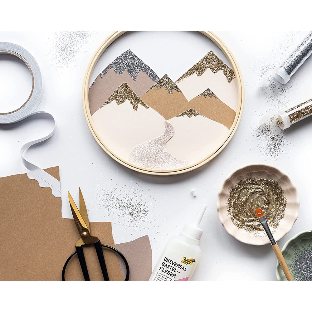 Комплект с брокати за декорации, 5 бр., злато, сребро, бяло