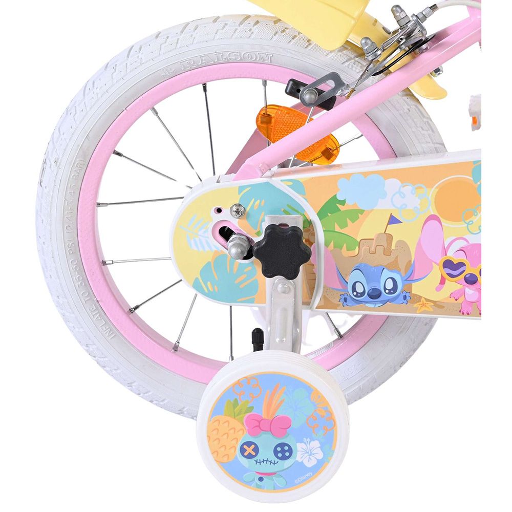 Детски велосипед с помощни колела, Disney Stitch, 14 инча, Момичета