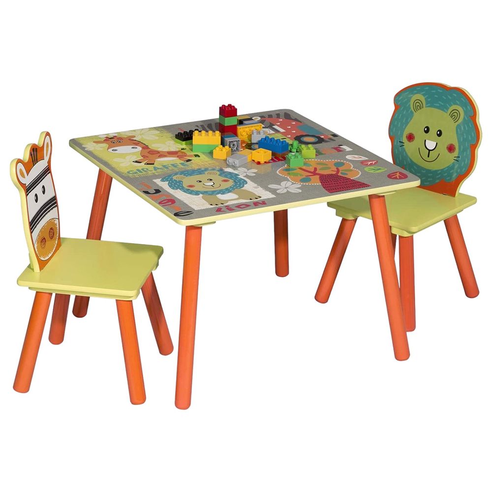 Детска Маса с 2 Столчета, Комплект от Дърво - SAFARI
