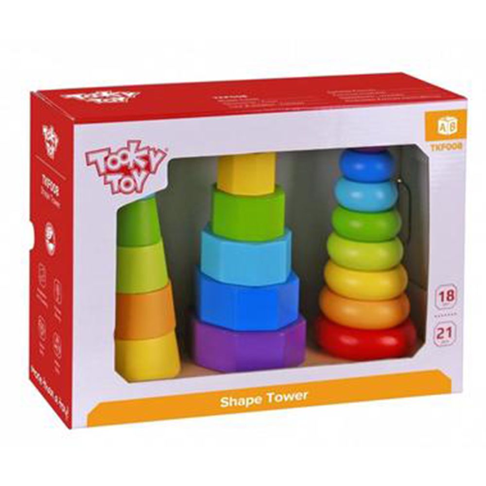 TookyToy, Дървена тройна низанка, Кули, 21 елемента