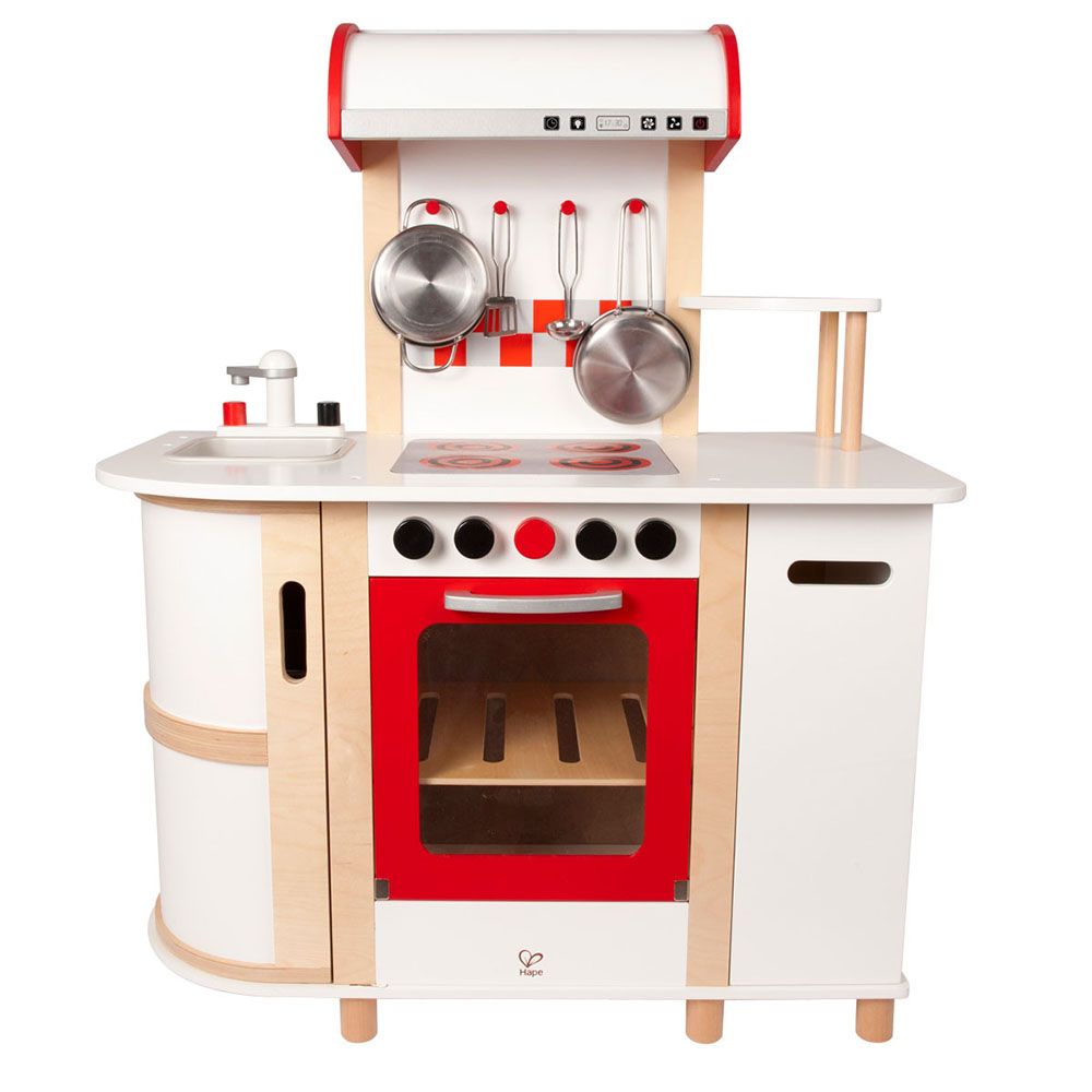 Hape, Дървена детска кухня, със шкафове за съхранение