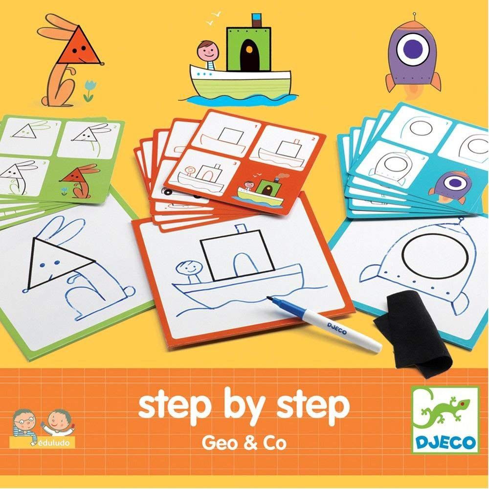 Djeco, Комплект за рисуване стъпка по стъпка, Асорти