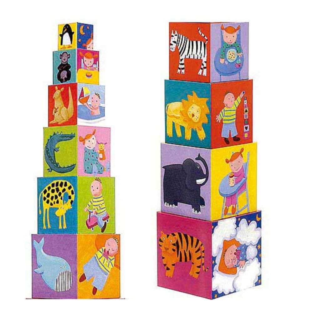 Djeco, Кула от картонени кубчета за най-малките, Funny Blocks