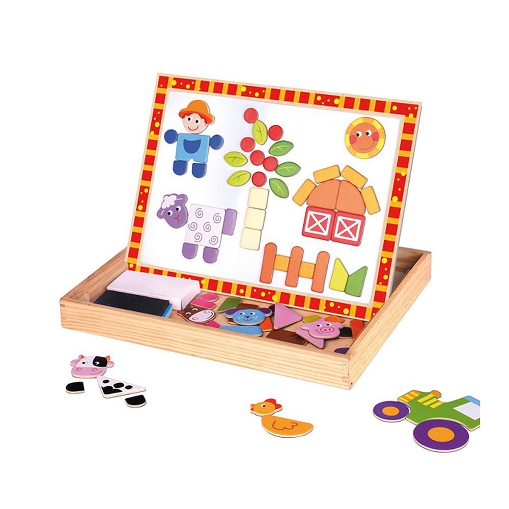 TookyToy, Двустранна магнитна дъска с цветни форми, Ферма