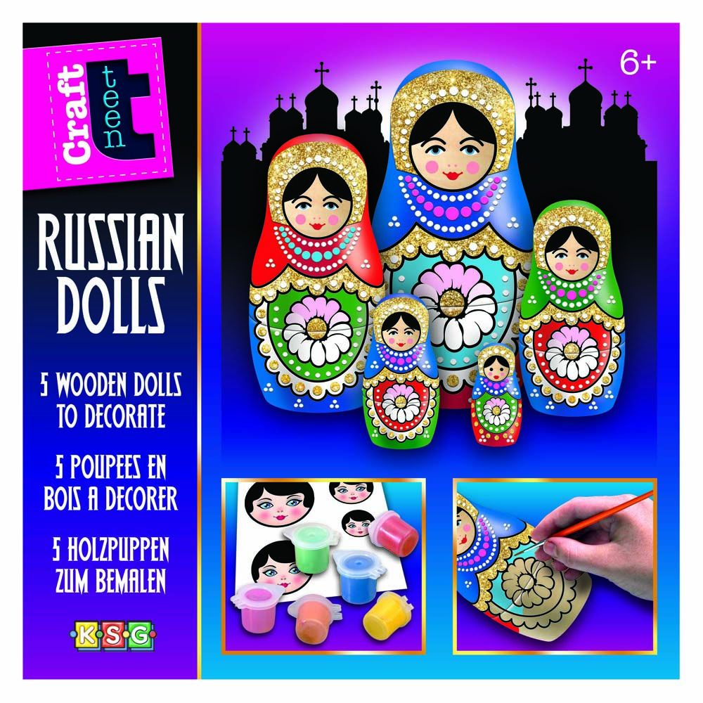 Sequin art, Дървени матрьошки с блясък - комплект за оцветяване