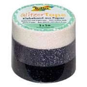 Блестящо декоративно тиксо WASHI TAPE, бяло, сиво, черно, 3 броя, 5 м x 15 мм