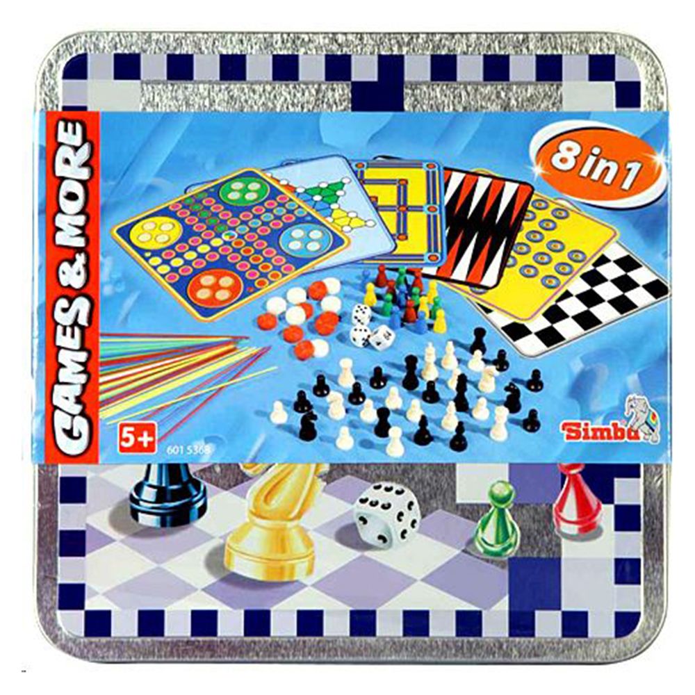 Комплект класически игри 8 в 1, в метална кутия