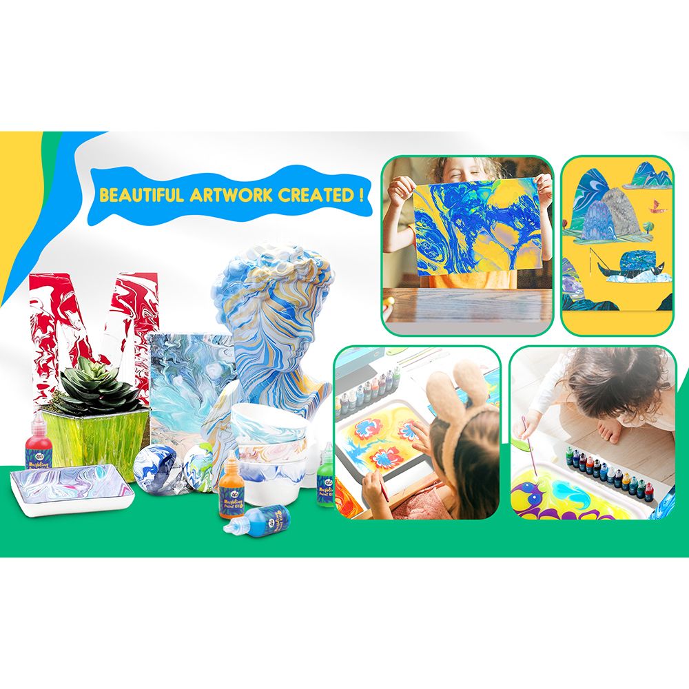 Комплект за рисуване, Мраморни картини, с 6 боички