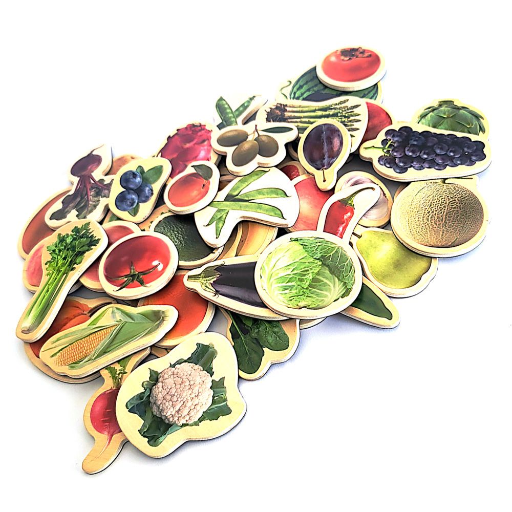 Дървени магнити, Плодове и зеленчуци, 50 броя