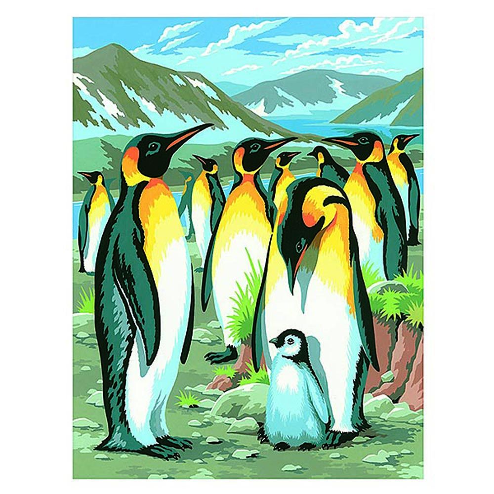 Sequin art, Рисуване по номера с акрилни бои, Пингвини