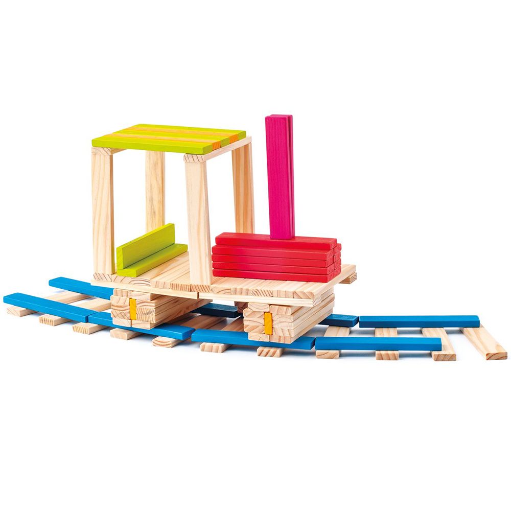 Дървени цветни тухлички Емма, 200 части