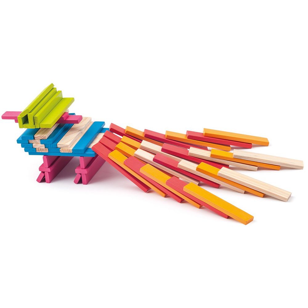 Дървени цветни тухлички Емма, 200 части