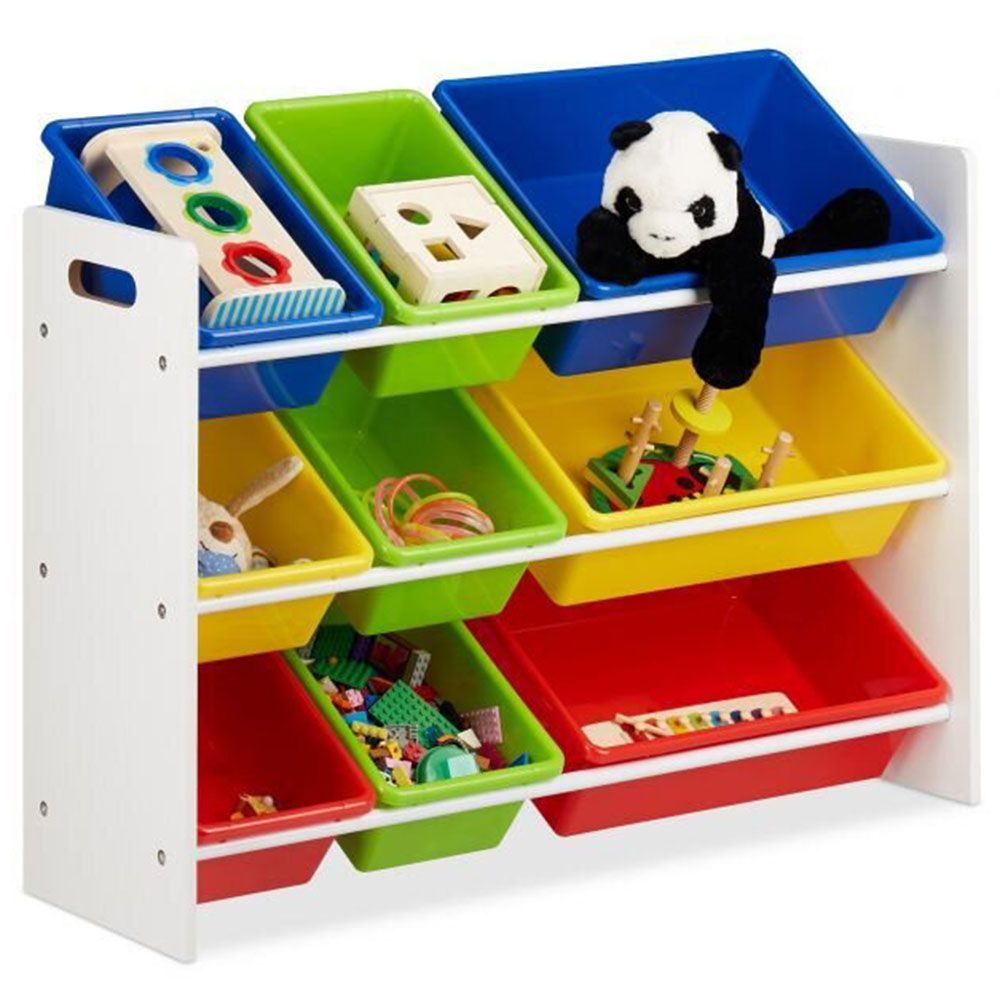 Детски органайзер за играчки с 9 кутии, Дъга, размер M и L