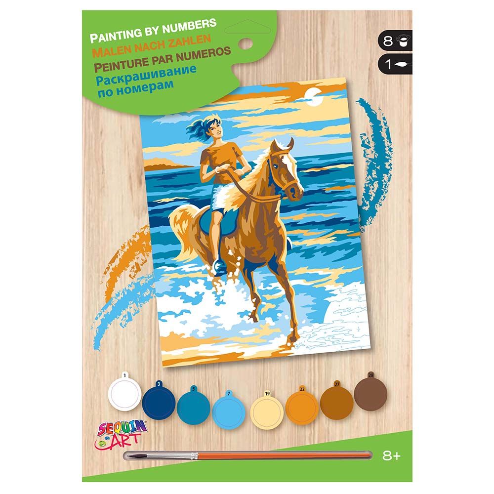 Sequin art, Рисуване по номера с акрилни бои, Момиче на кон