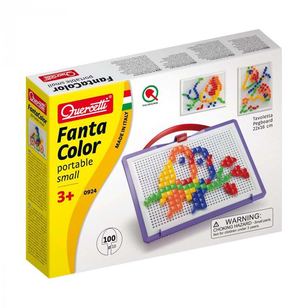Quercetti, 0 Мозайка FANTACOLOR PORTABLE SMALL, квадрати и триъгълници, 100 части