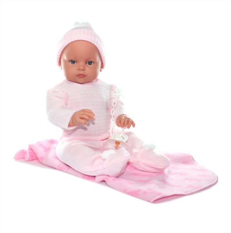 Кукла-бебе, Алисия с плетено костюмче, шапка и одеало