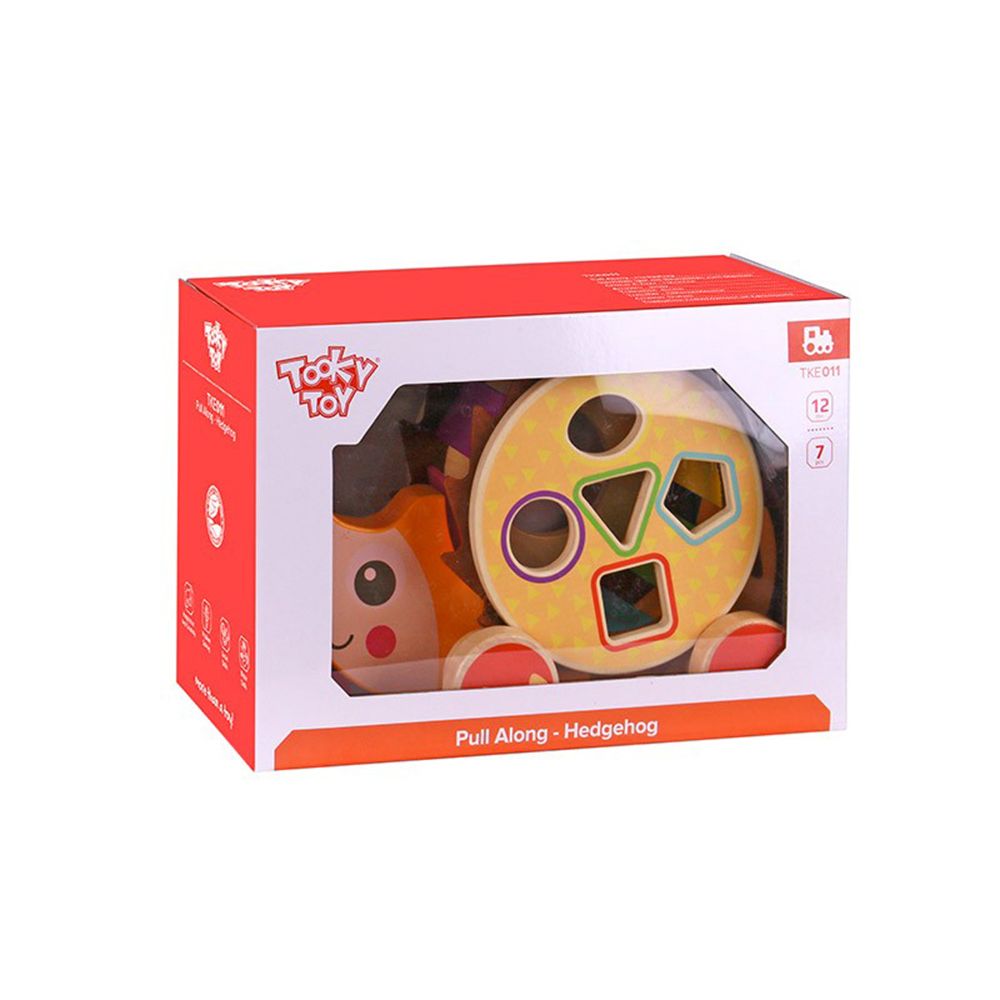 Дървена играчка за дърпане, със сортер, Таралеж