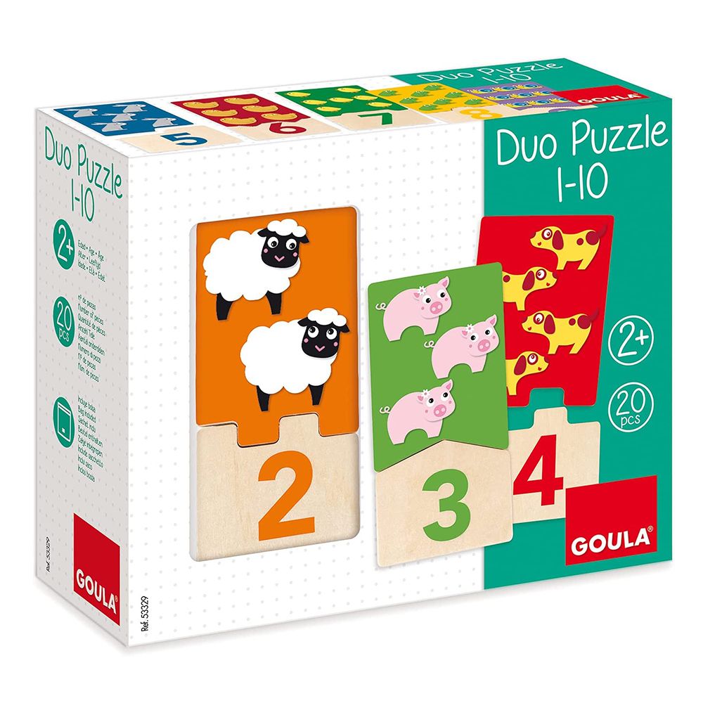 Goula, Дървен пъзел с броене, Числата и животните