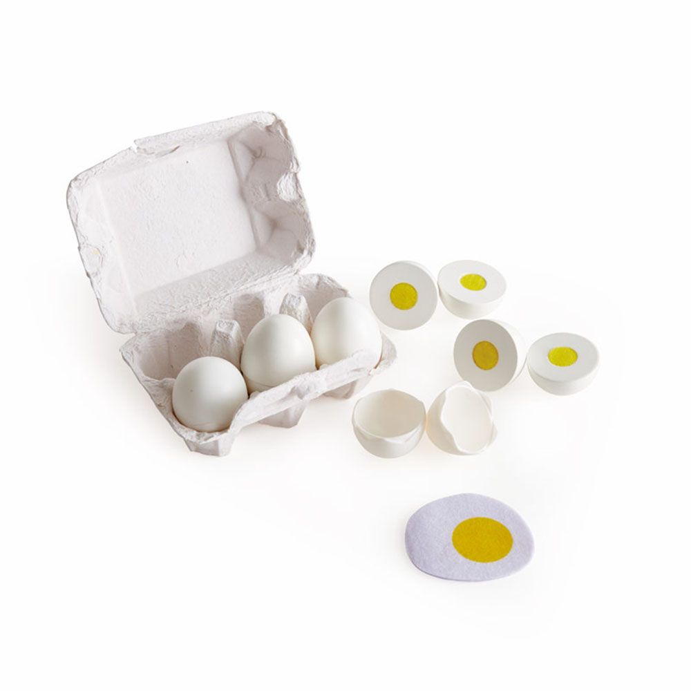 Hape, Дървен комплект за рязане, Яйца, 6 броя