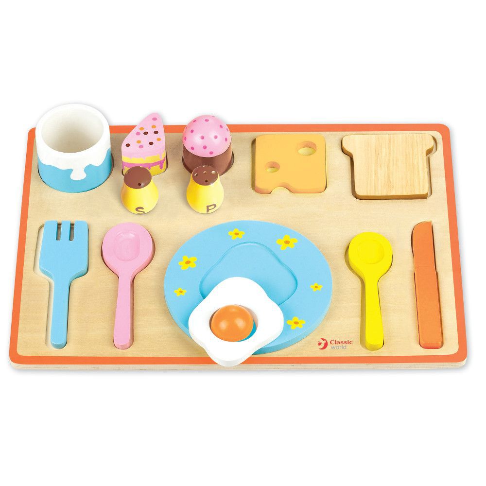 Classic world, Дървен комплект за закуска, син