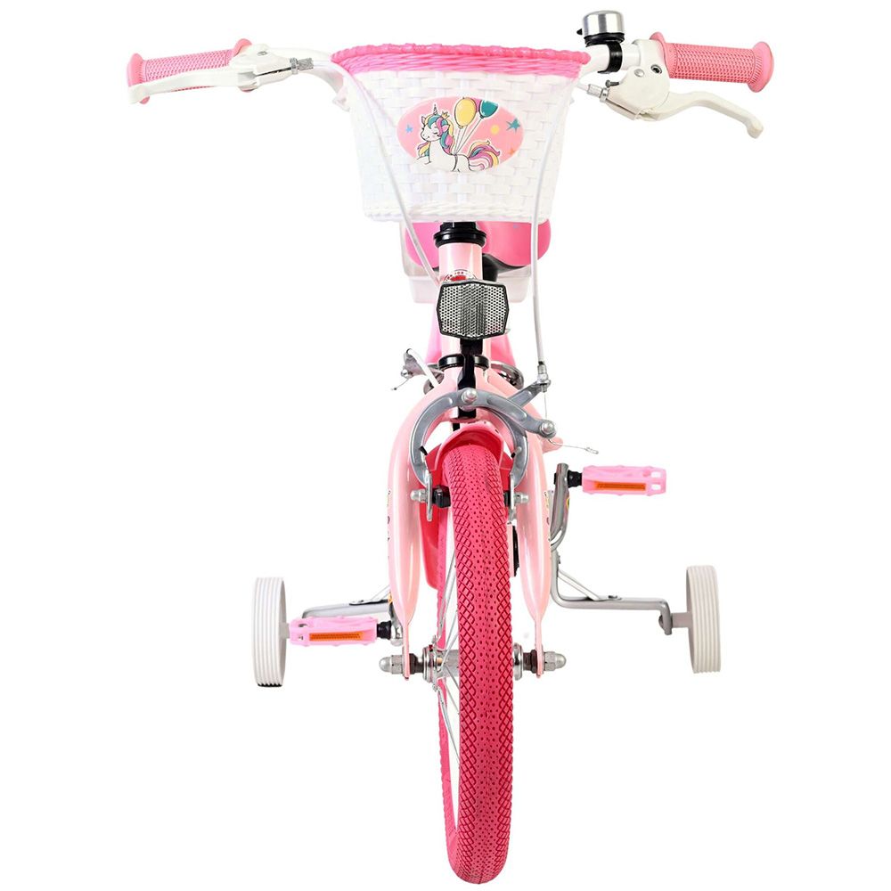 Детски велосипед с помощни колела, Volare Unicorn, 14 инча - розов