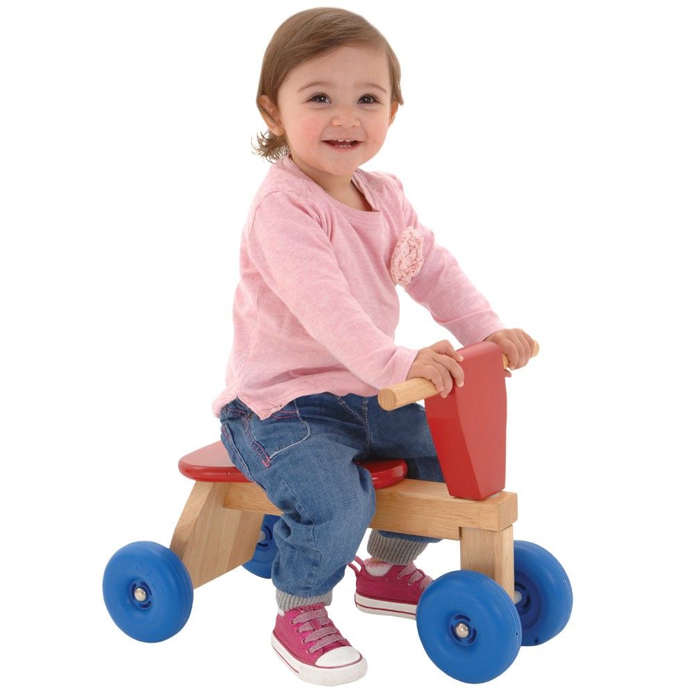 Дървено бебешко колело с четири колела
