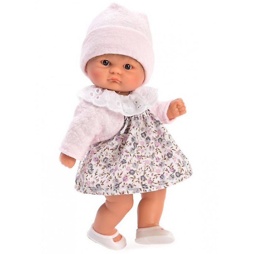 Bomboncin, Кукла-бебе Чикита, с розовa жилетка и рокля на цветя, Asi