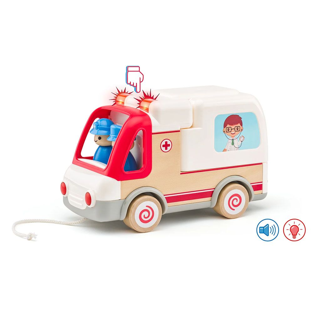 Дървена линейка със звук и светлина, голяма, за дърпане