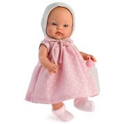 Кукла бебе Алекс, с розова рокля на точки