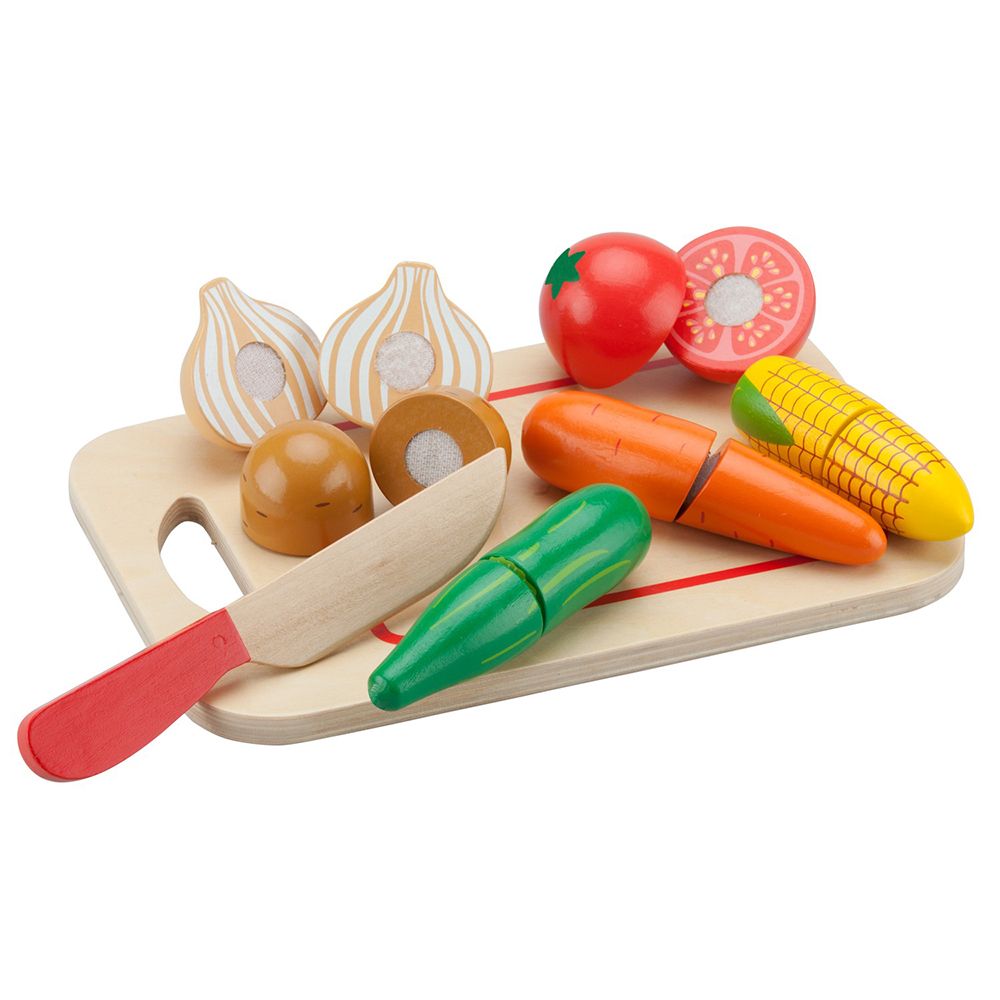 New Classic Toys, Дървени зеленчуци с дъска, за рязане