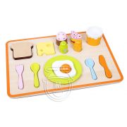 Дървен комплект за закуска, пъзел, зелен