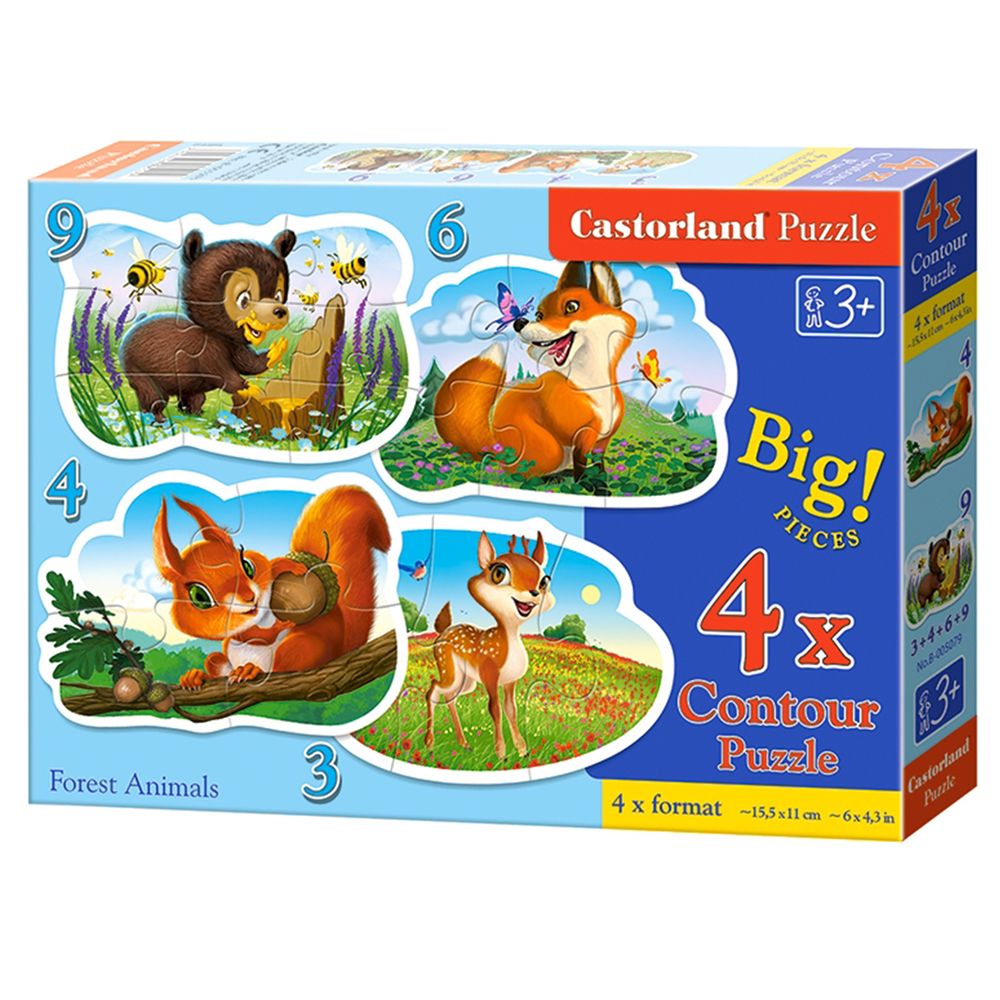 Castorland, Горски животни, пъзел с 3, 4, 6 и 9 елемента