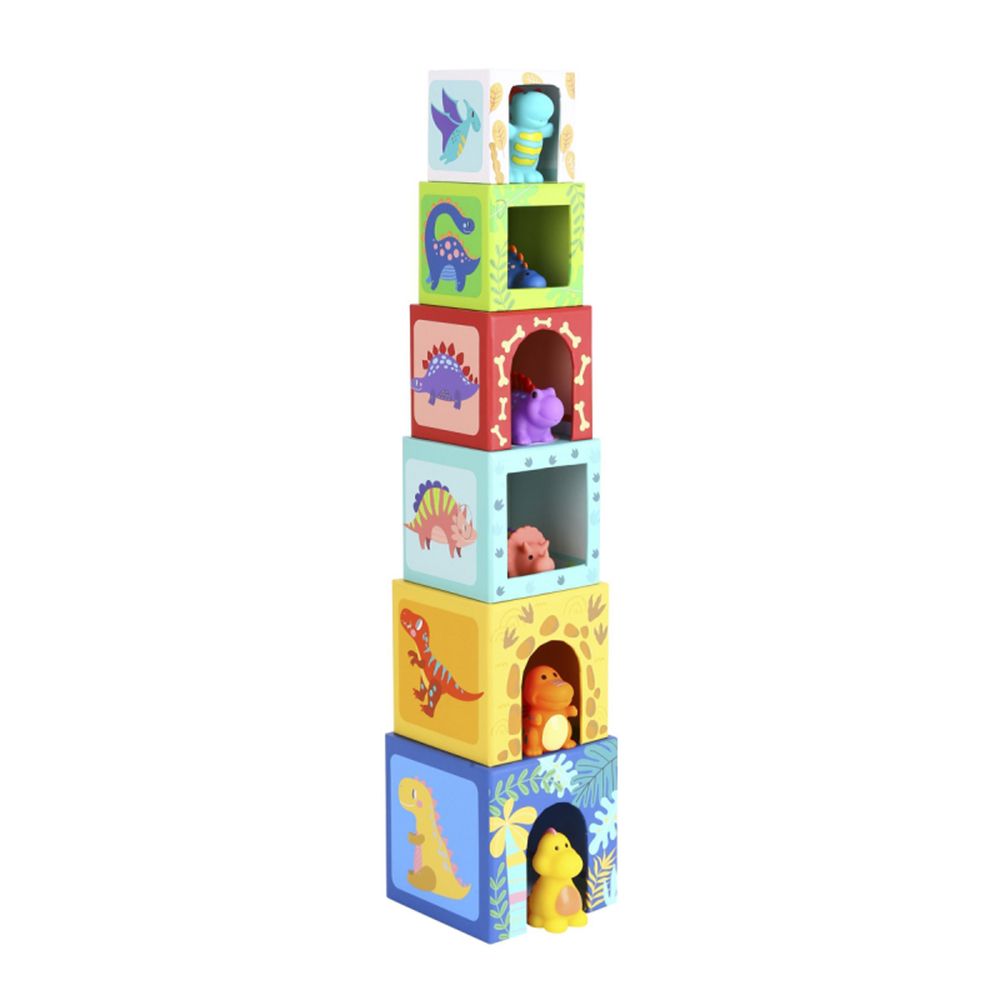 TookyToy, Кула от картонени кубчета с фигури, Динозаври