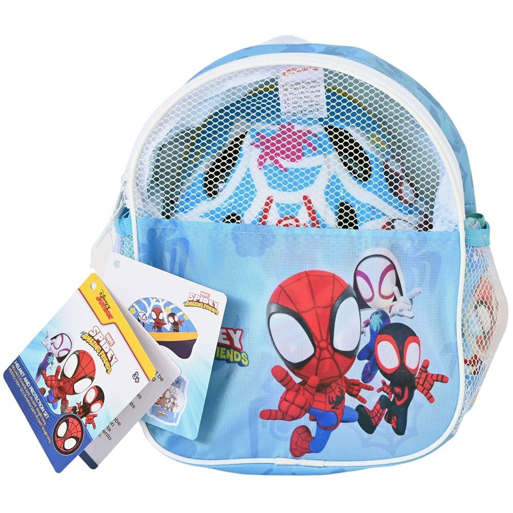 Детски комплект каска и протектори, Спайдърмен